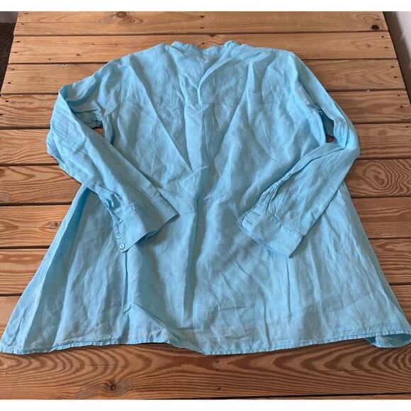 Eileen Fisher Button Up Linen Shirt Size Small Women’s Blue - Picture 2 of 9